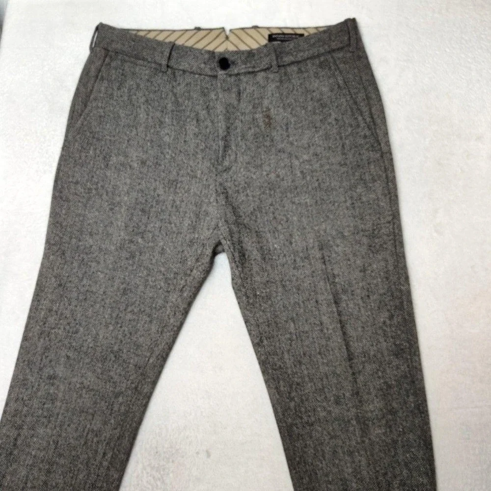 Banana Republic Pants Mens 33x32 Gray Herringbone Tweed Wool Lined Dress Slacks